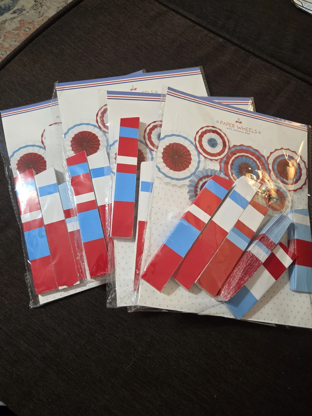 4 Pks Target Red, White & Blue Paper Wheel Fan Party Decoration New Rj1
